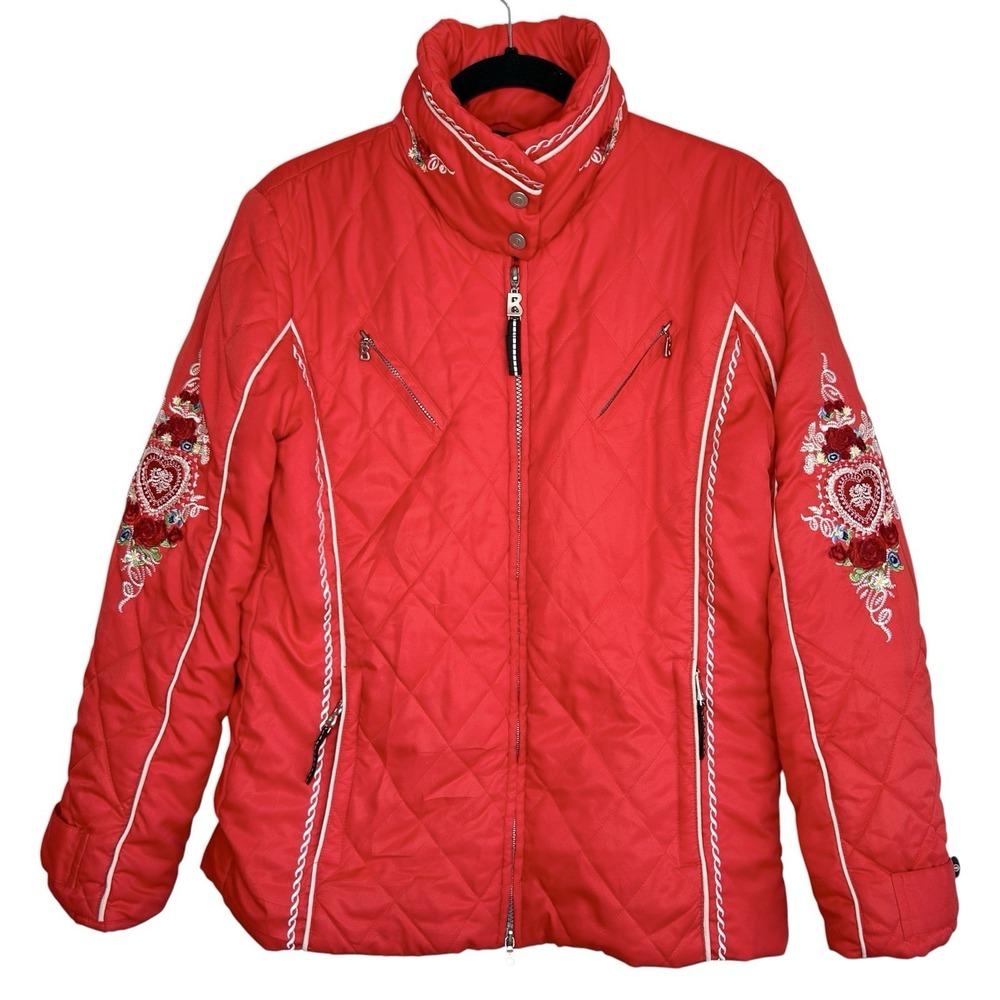 VTG Bogner Goan Thylmann Ski Jacket Folk Art M Nordic Embroider Floral Heart 90s